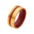 18k Gold Ip Redwood Inlay Ring