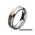 6mm Matte Stainless Steel Beveled Wedding Band Ring