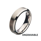 6mm Matte Stainless Steel Beveled Wedding Band Ring