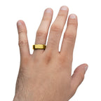 8mm Matte Stainless Steel Gold Ip Beveled Ring (fr23648gp)