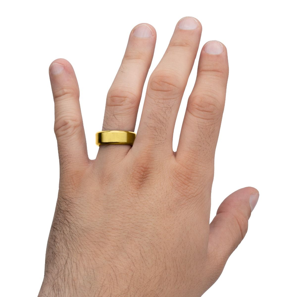 8mm Matte Stainless Steel Gold Ip Beveled Ring (fr23648gp)