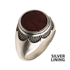 Stainless Steel Silver Plated With Red Jasper Stone Ring