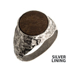 Stainless Steel Silver Plated With Bronze Stone Ring