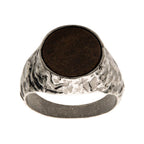 Stainless Steel Silver Plated With Bronze Stone Ring
