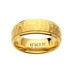 8mm 18k Gold Ip Blacksmith Hammered Comfort Fit Ring (fr245gp)