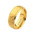 8mm 18k Gold Ip Blacksmith Hammered Comfort Fit Ring (fr245gp)
