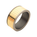 Gun Metal Plated With 18k Gold Plated Grid Inlay Ring (fr24774)