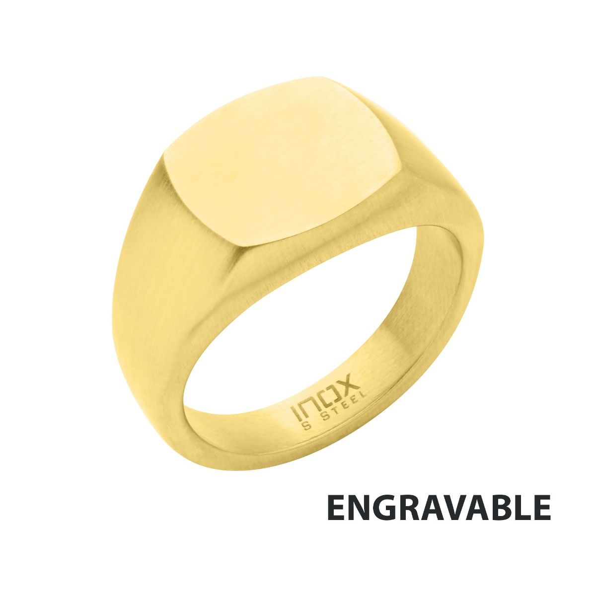 18kt Gold Ip Steel Signet Pinky Finger Ring