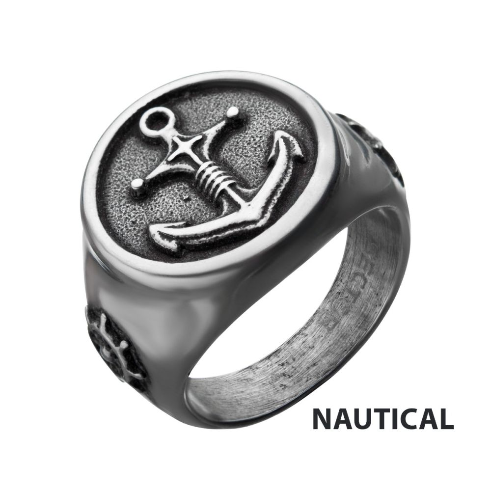 Steel Finish With Compass And Vintage Anchor Rings