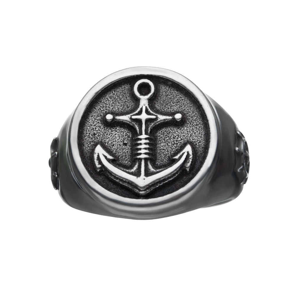 Steel Finish With Compass And Vintage Anchor Rings