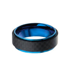 Blue Plated And Solid Carbon Fiber Ring