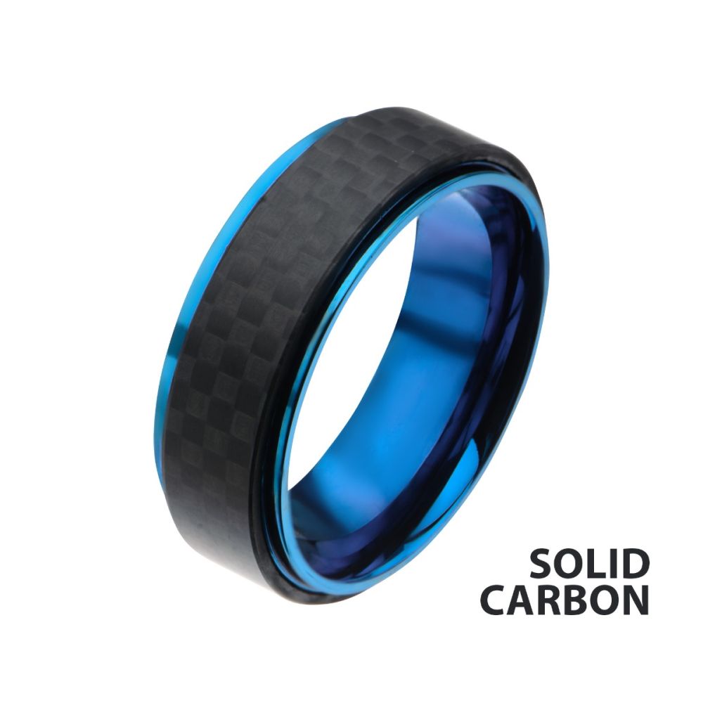 Blue Plated And Solid Carbon Fiber Ring