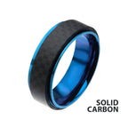 Blue Plated And Solid Carbon Fiber Ring