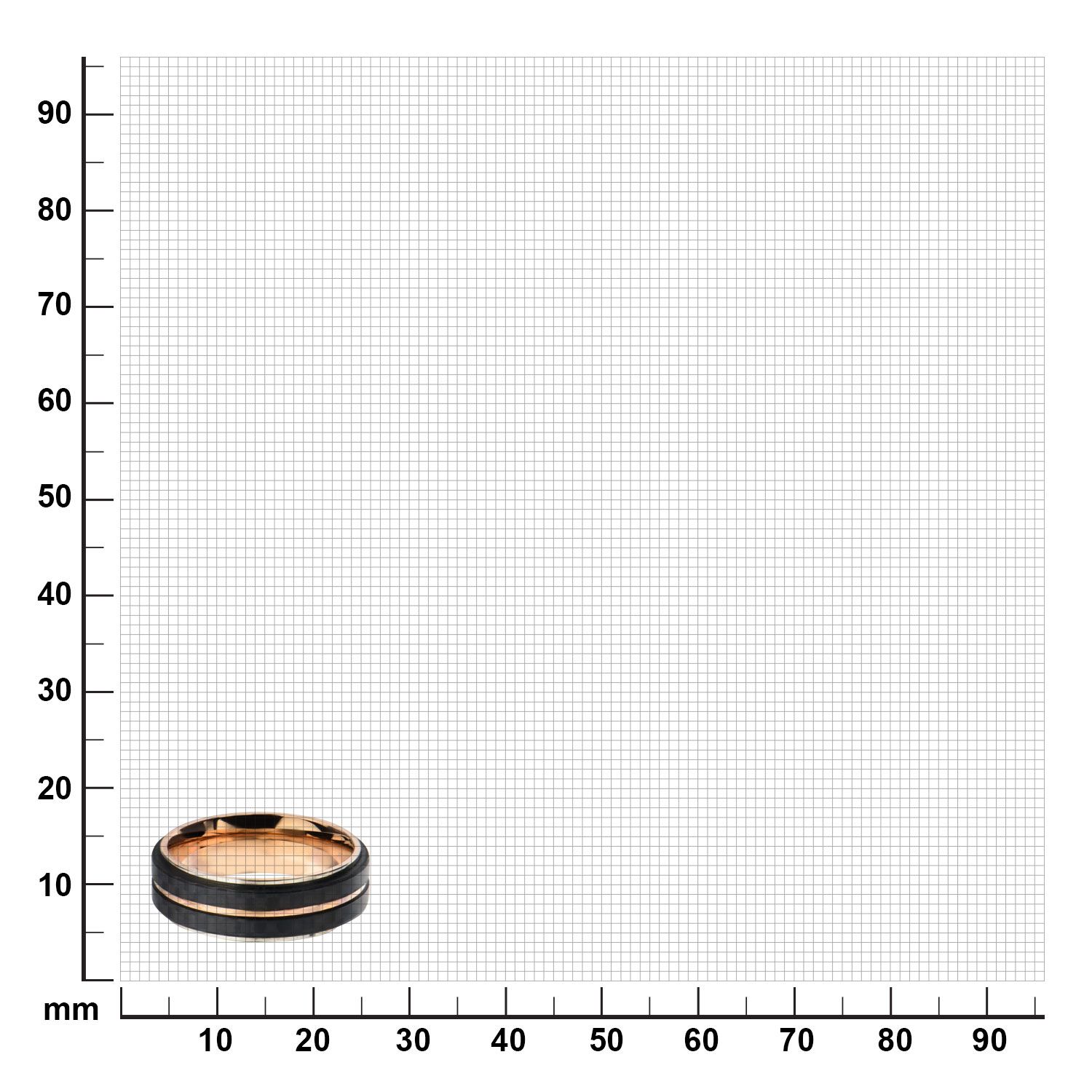 Rose Gold Ip With Line Solid Carbon Fiber Ring (frcf0992rg)
