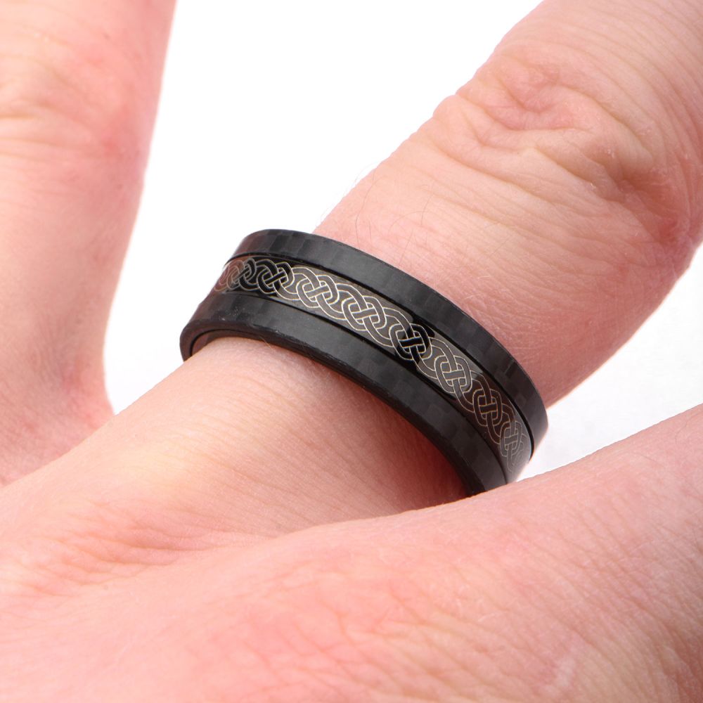 Center Celtic Design With Solid Carbon Fiber Ring