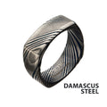 Damascus 8mm Matte Blue Plated Square Ring (frdms003mb)