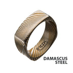Damascus 8mm Matte Gold Plated Square Ring