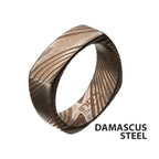 Damascus 8mm Matte Rose Gold Plated Square Ring