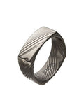 Damascus 8mm Matte Steel Square Ring