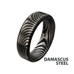 Damascus 7mm Matte Black Plated Band Ring (frdms991mk)