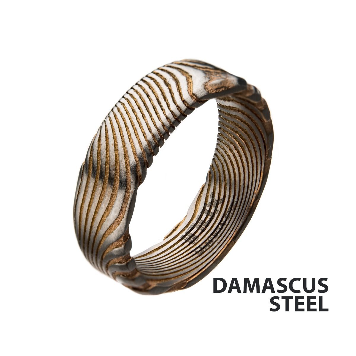 Damascus 7mm Matte Rose Gold Plated Band Ring (frdms991mrg)