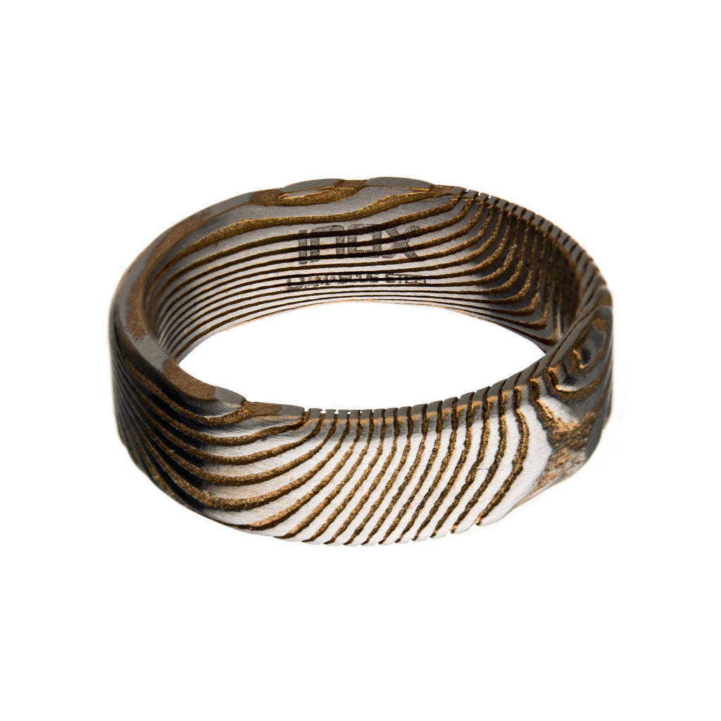 Damascus 7mm Matte Rose Gold Plated Band Ring (frdms991mrg)