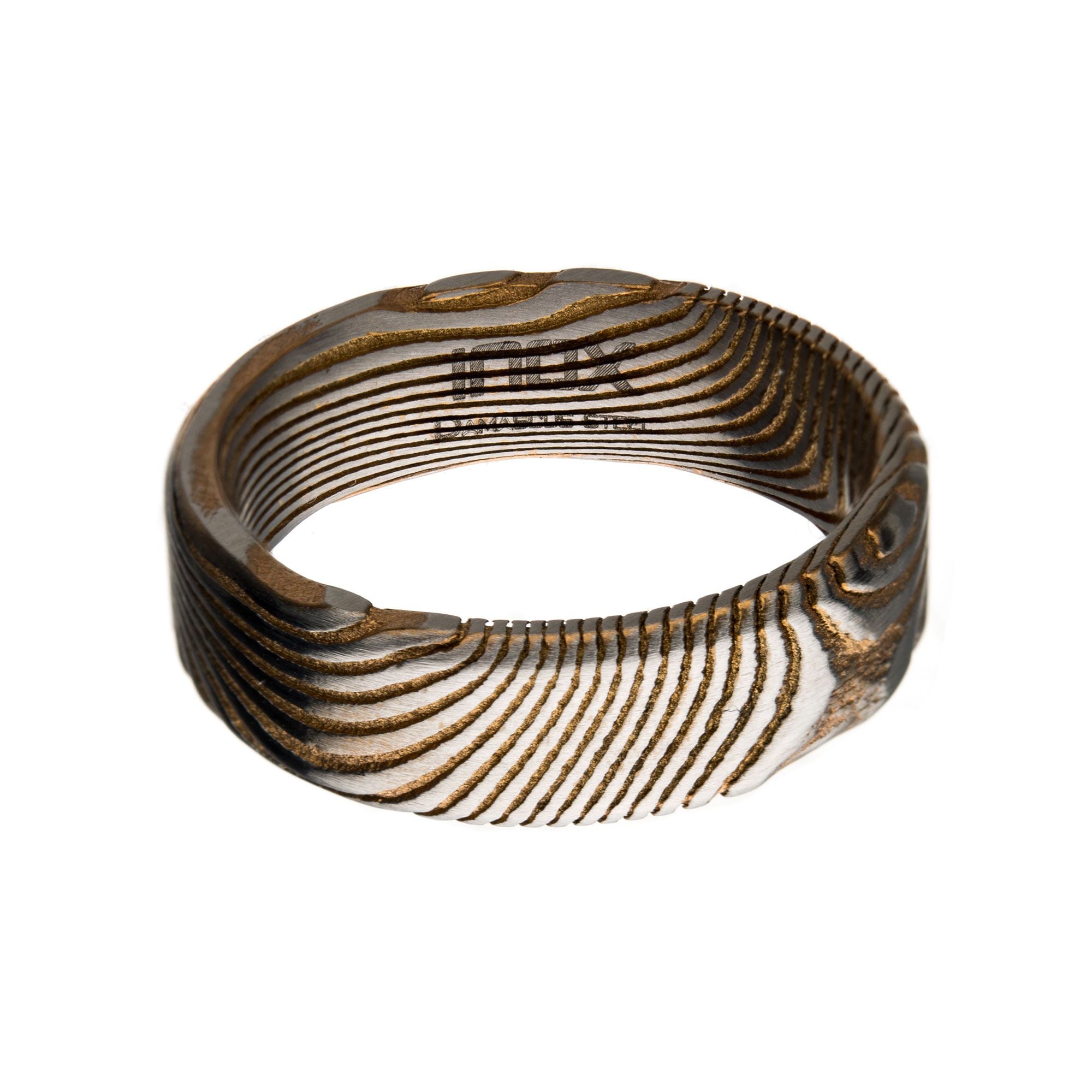 Damascus 7mm Matte Rose Gold Plated Band Ring (frdms991mrg)