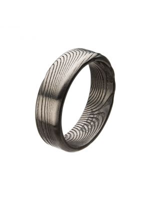 Damascus 7mm Matte Steel Band Ring
