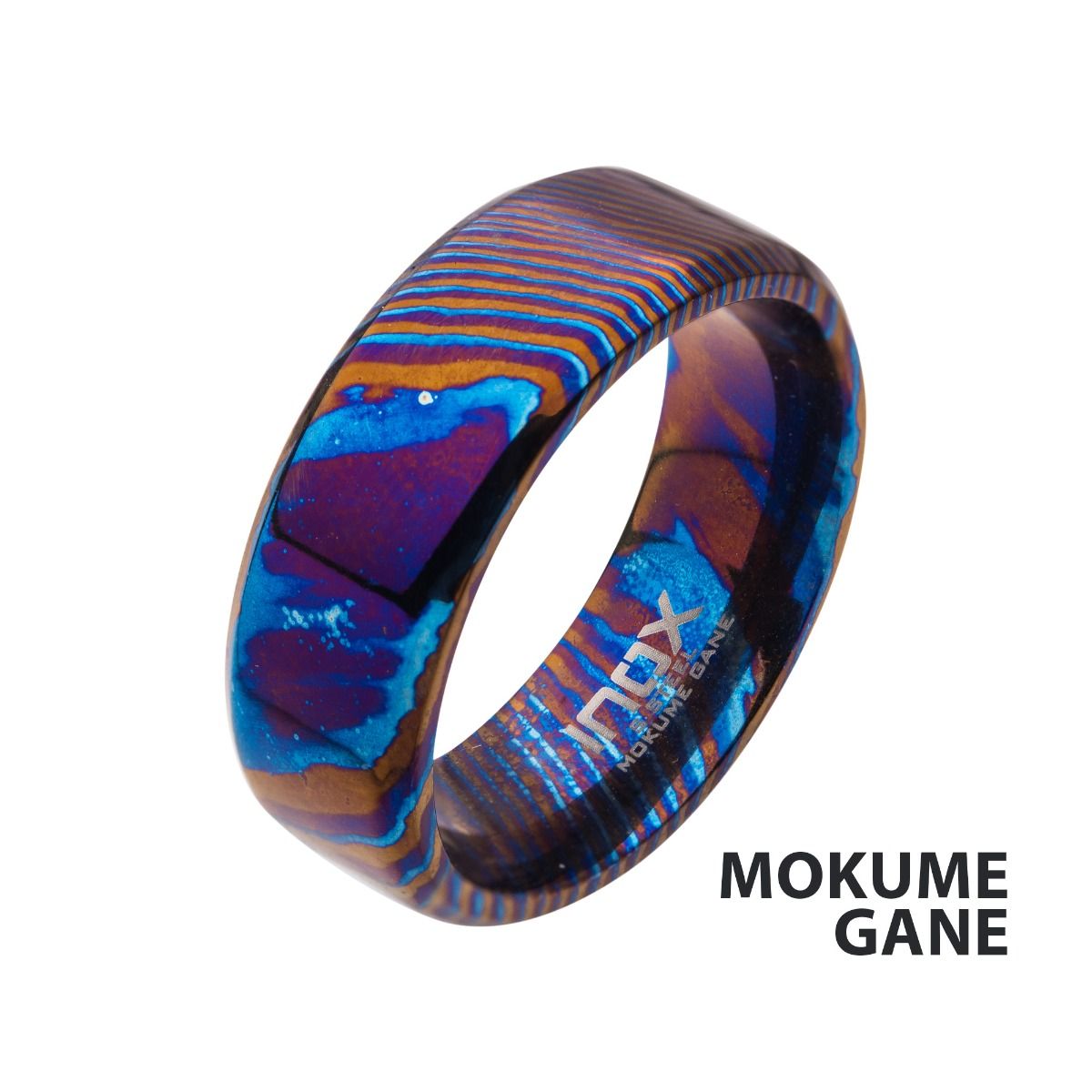 Woodgrain Pattern Mokume Gane Inlay Titanium Ring (frmgt126)