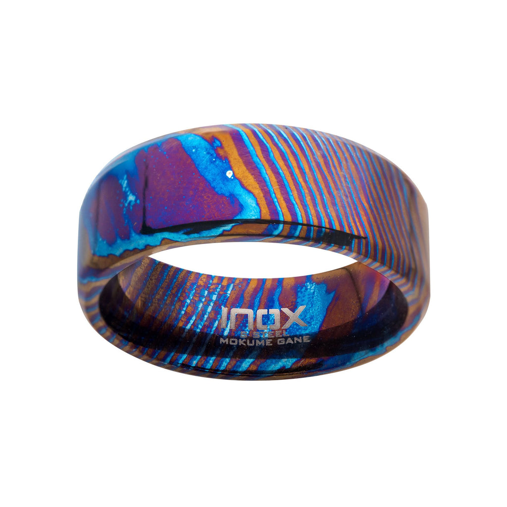 Woodgrain Pattern Mokume Gane Inlay Titanium Ring (frmgt126)