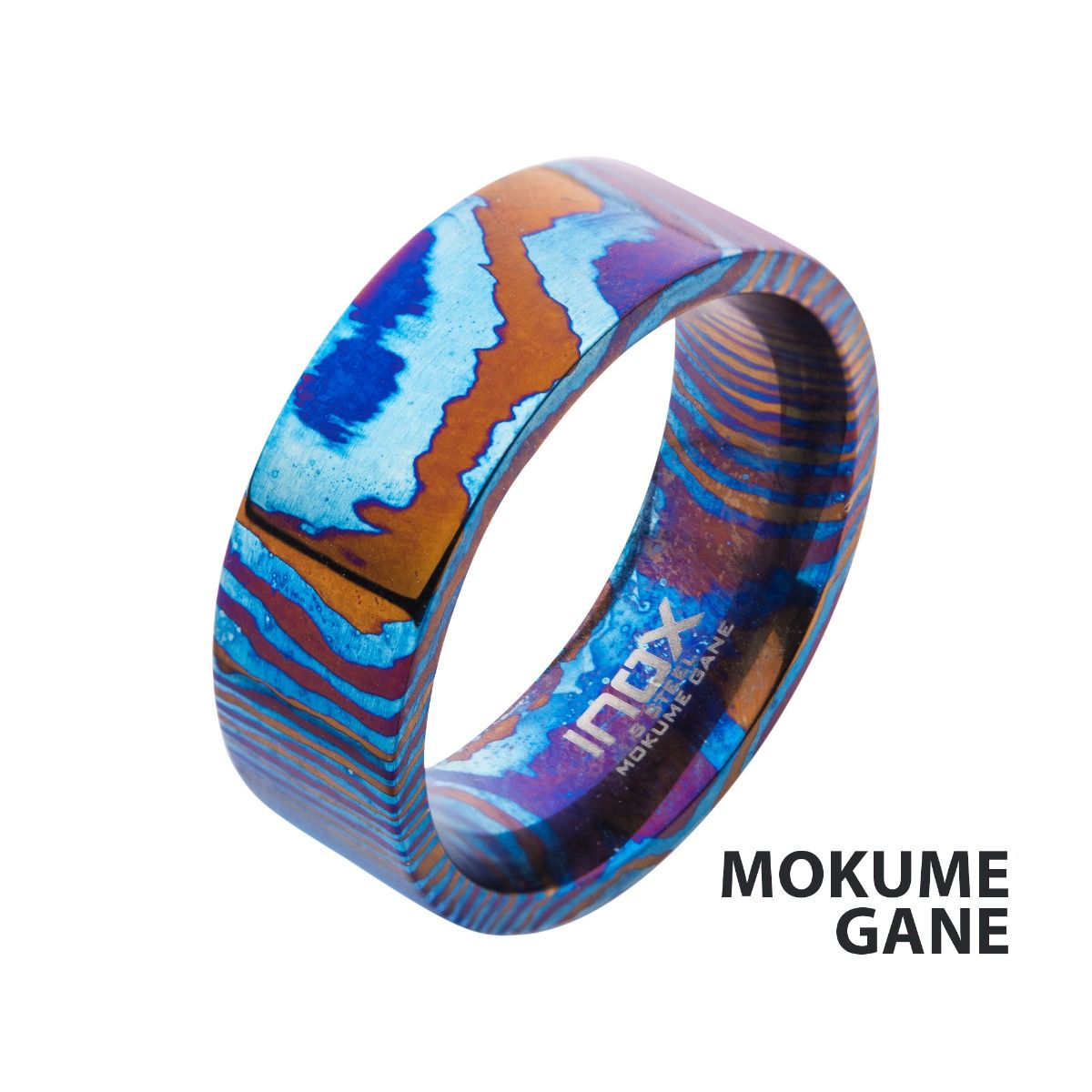 Raindrop Pattern Mokume Gane Inlay Titanium Ring (frmgt129)
