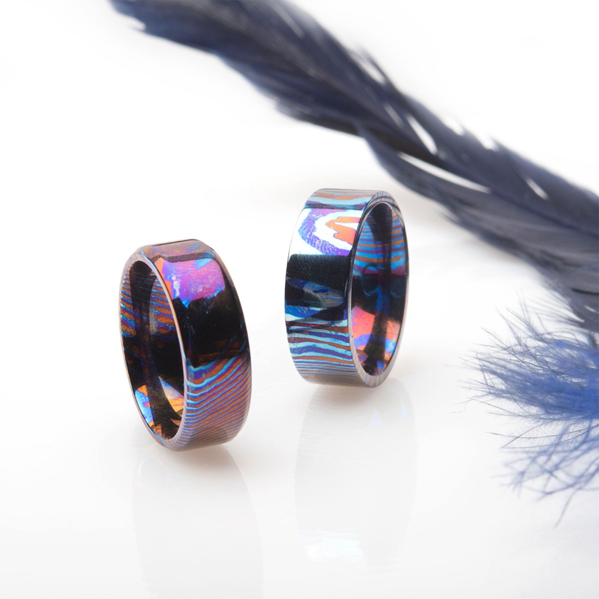 Raindrop Pattern Mokume Gane Inlay Titanium Ring (frmgt129)