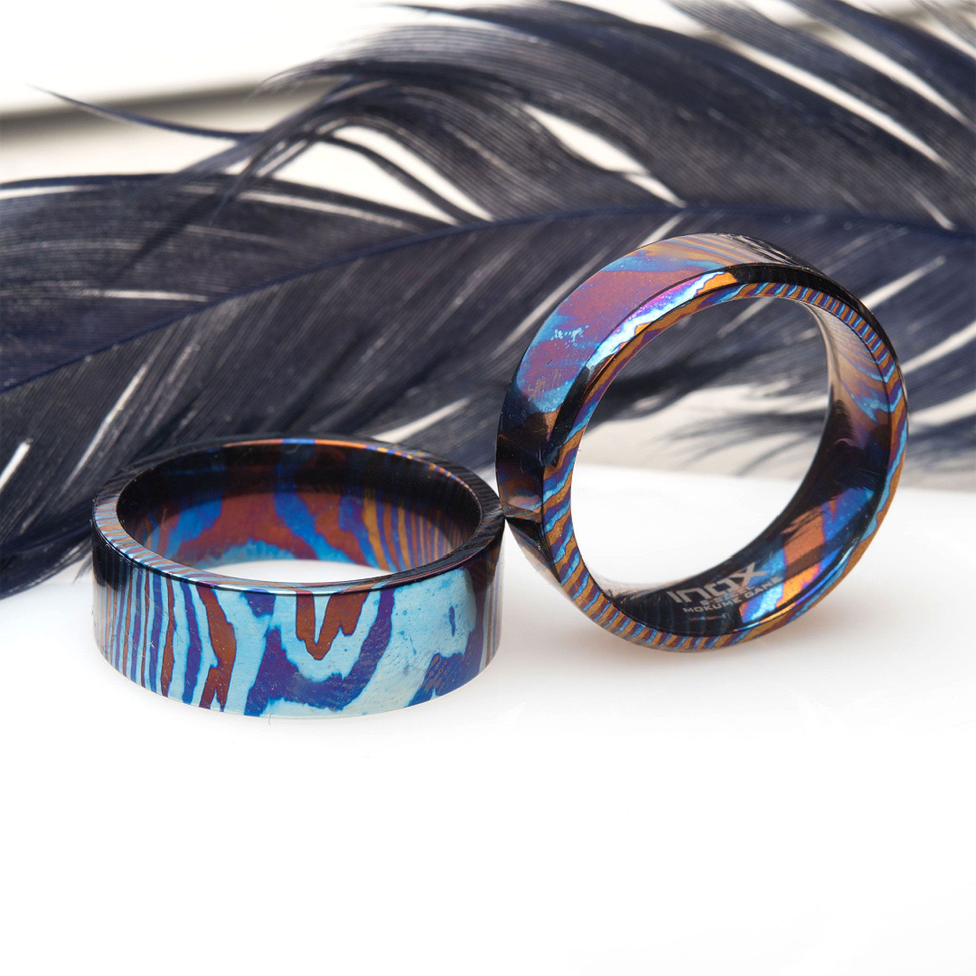 Raindrop Pattern Mokume Gane Inlay Titanium Ring (frmgt129)