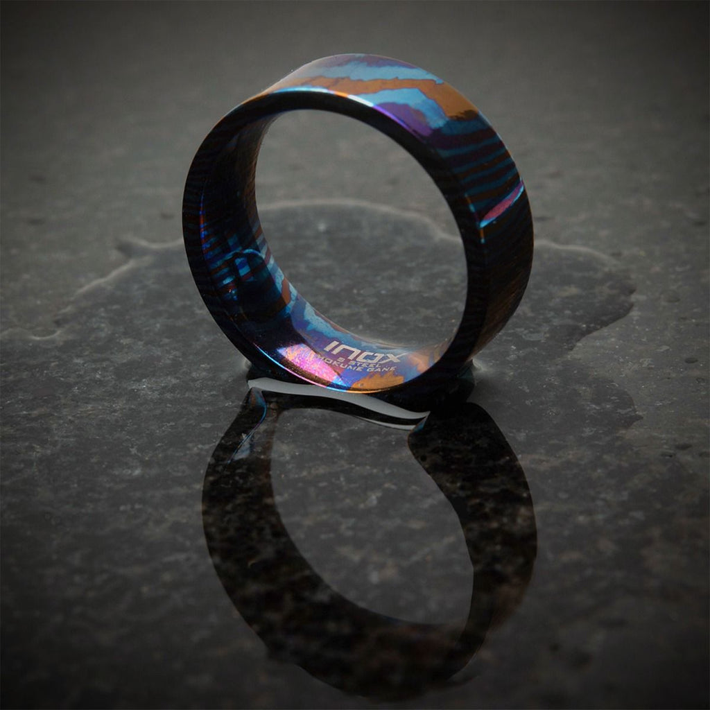 Raindrop Pattern Mokume Gane Inlay Titanium Ring (frmgt129)