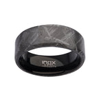 Solid Meteorite Inlay Black Ip Ring (frmt1226k)