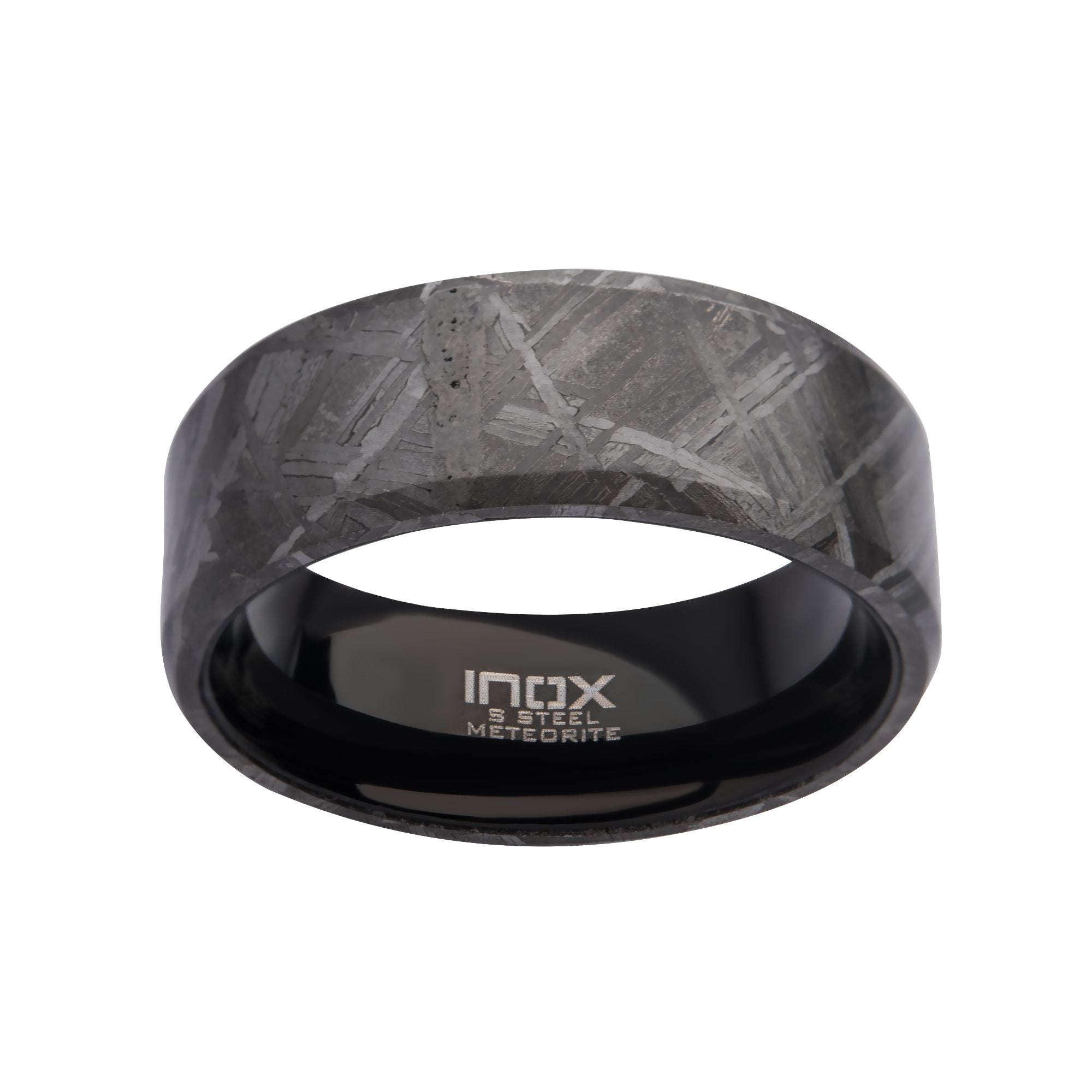 Solid Meteorite Inlay Black Ip Ring (frmt1226k)