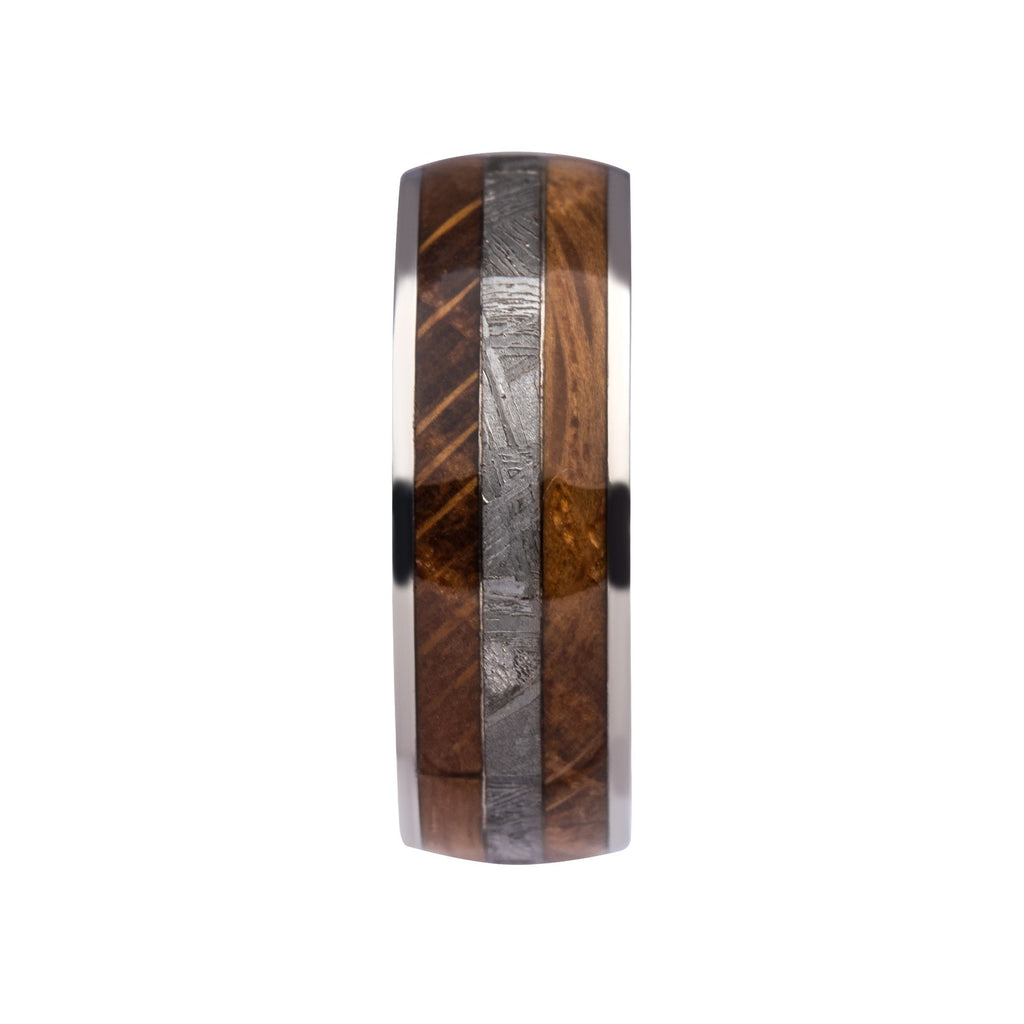 Wood Meteorite Inlay Steel Ring (frmt1370)