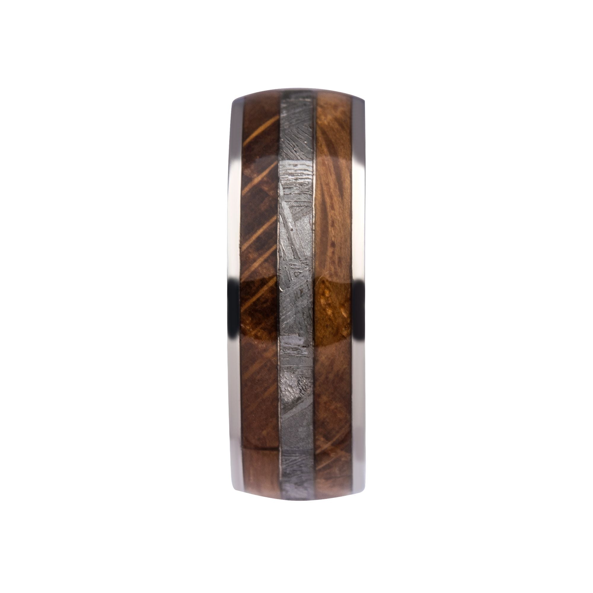 Wood Meteorite Inlay Steel Ring (frmt1370)