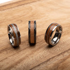 Wood Meteorite Inlay Steel Ring (frmt1370)