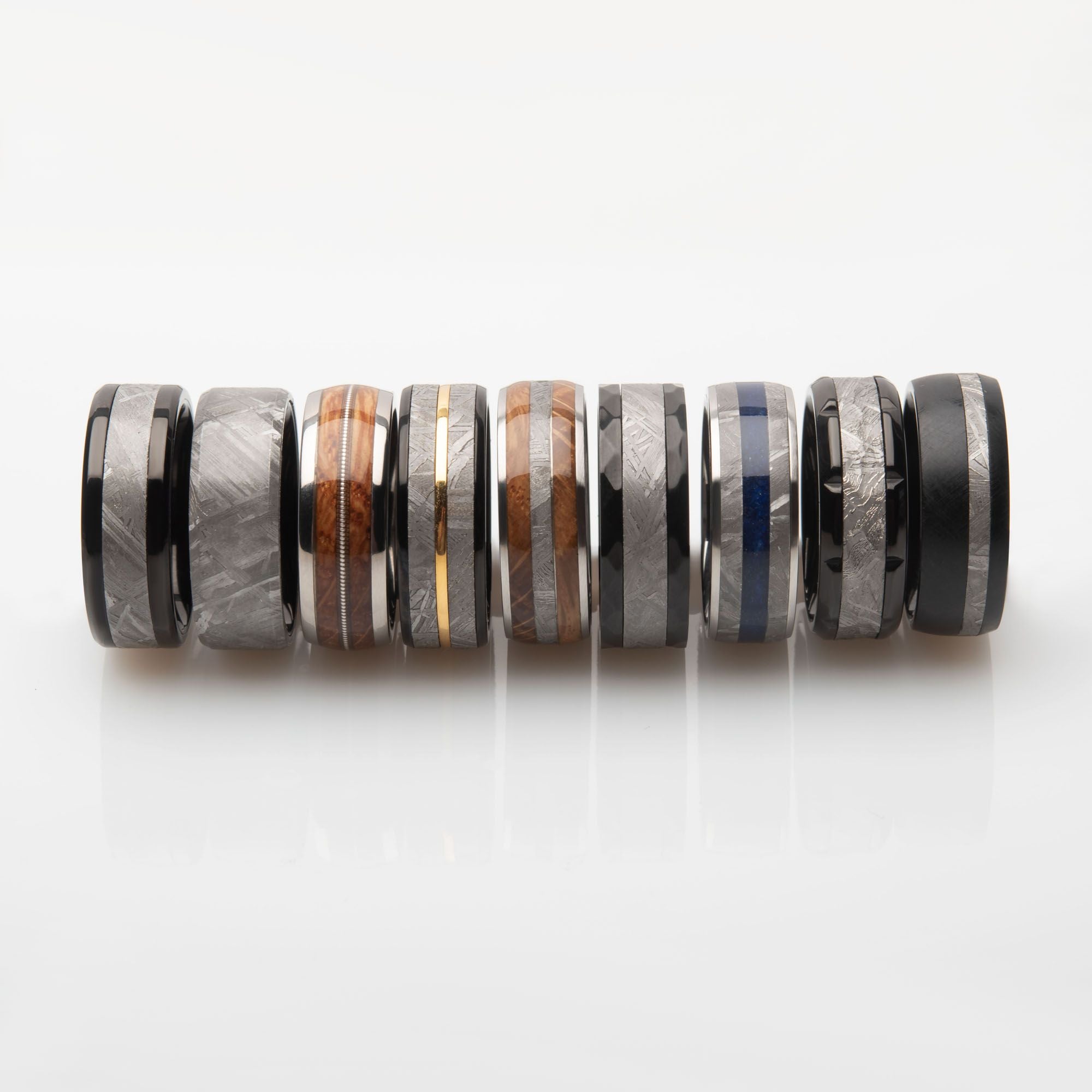 Wood Meteorite Inlay Steel Ring (frmt1370)