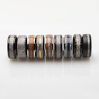 Wood Meteorite Inlay Steel Ring (frmt1370)