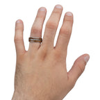 Wood Meteorite Inlay Steel Ring (frmt1370)