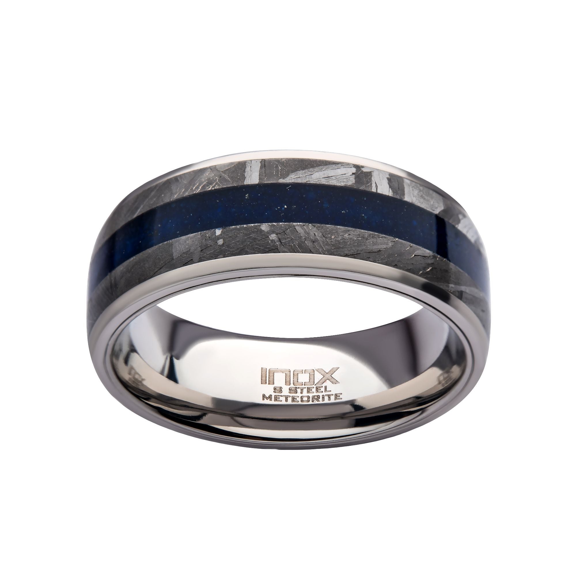 Lapis Lazuli Meteorite Inlay Steel Ring (frmt1371)