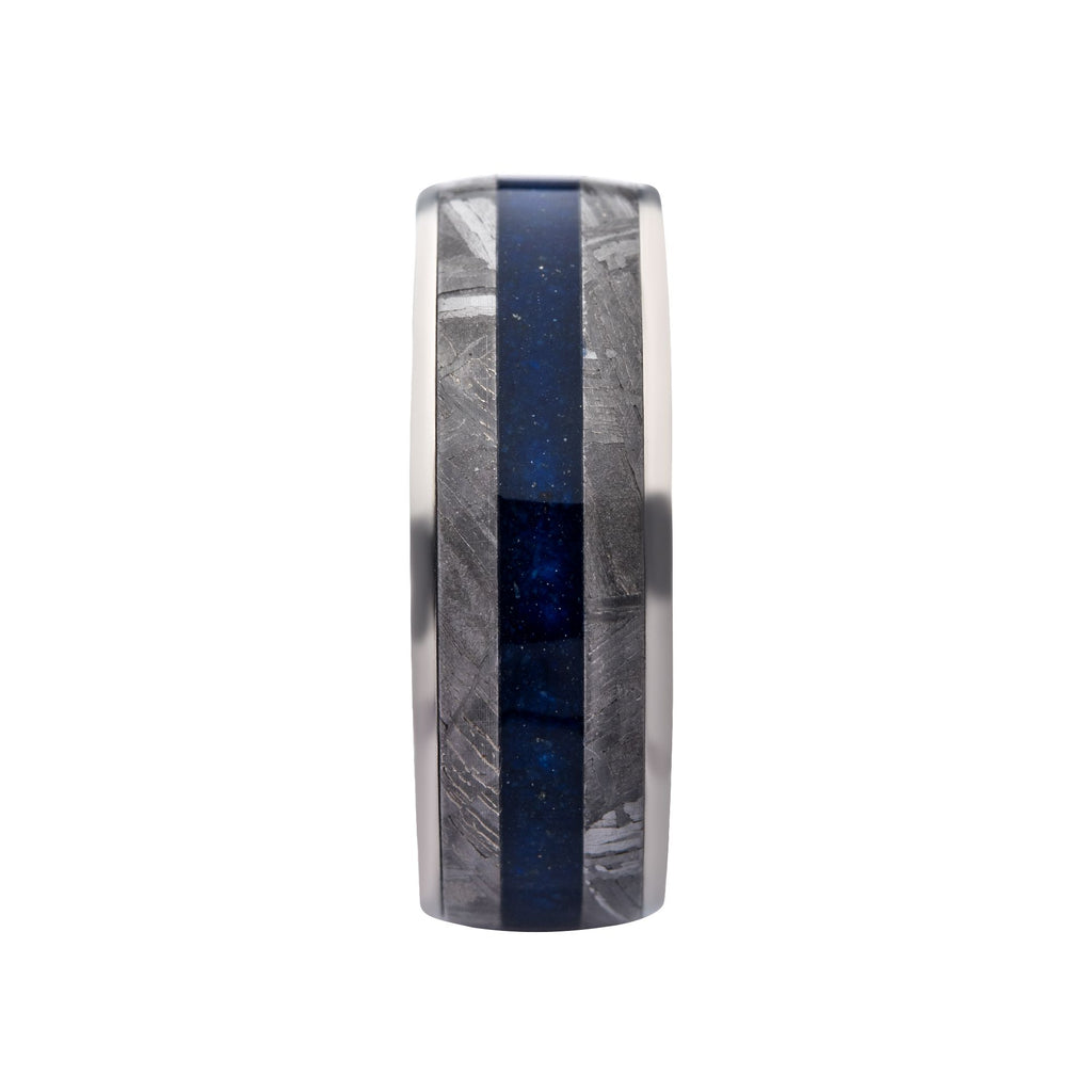 Lapis Lazuli Meteorite Inlay Steel Ring (frmt1371)