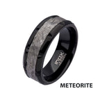 Meteorite Inlay Black Ip Notch Ring (frmt1372k)