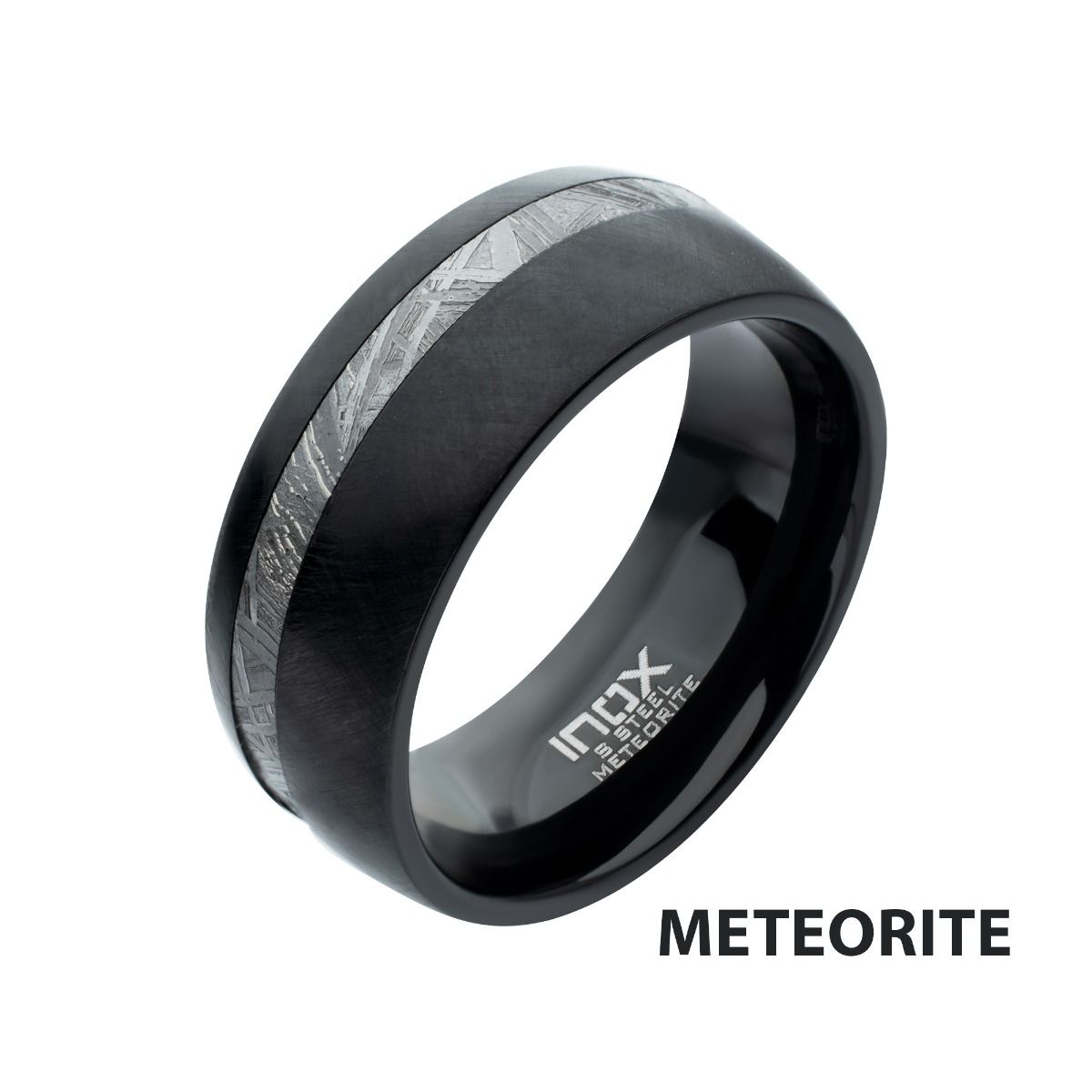 2mm Meteorite Inlay Black Ip Ring (frmt1376k)