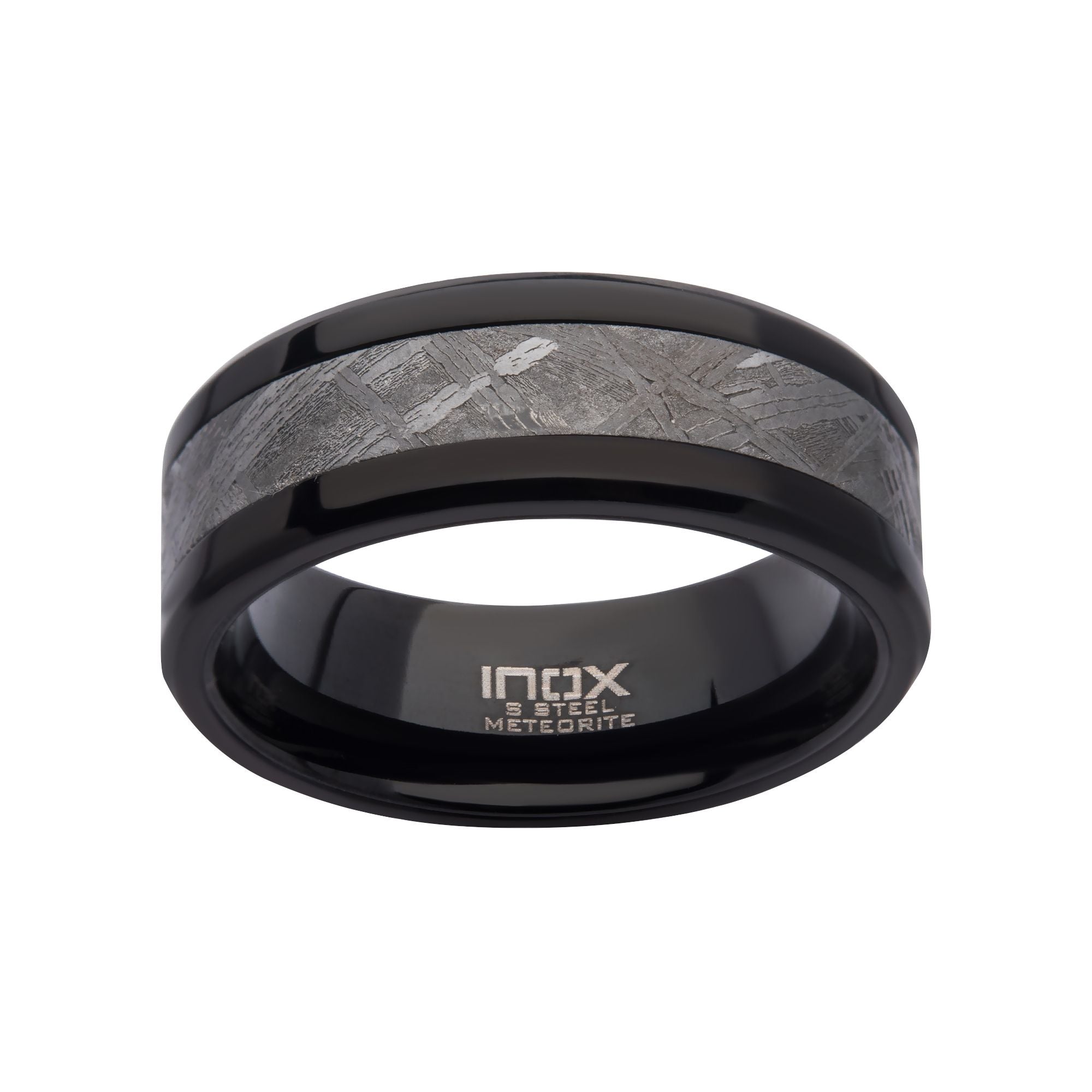 Meteorite Inlay Black Ip Ring (frmt419k)