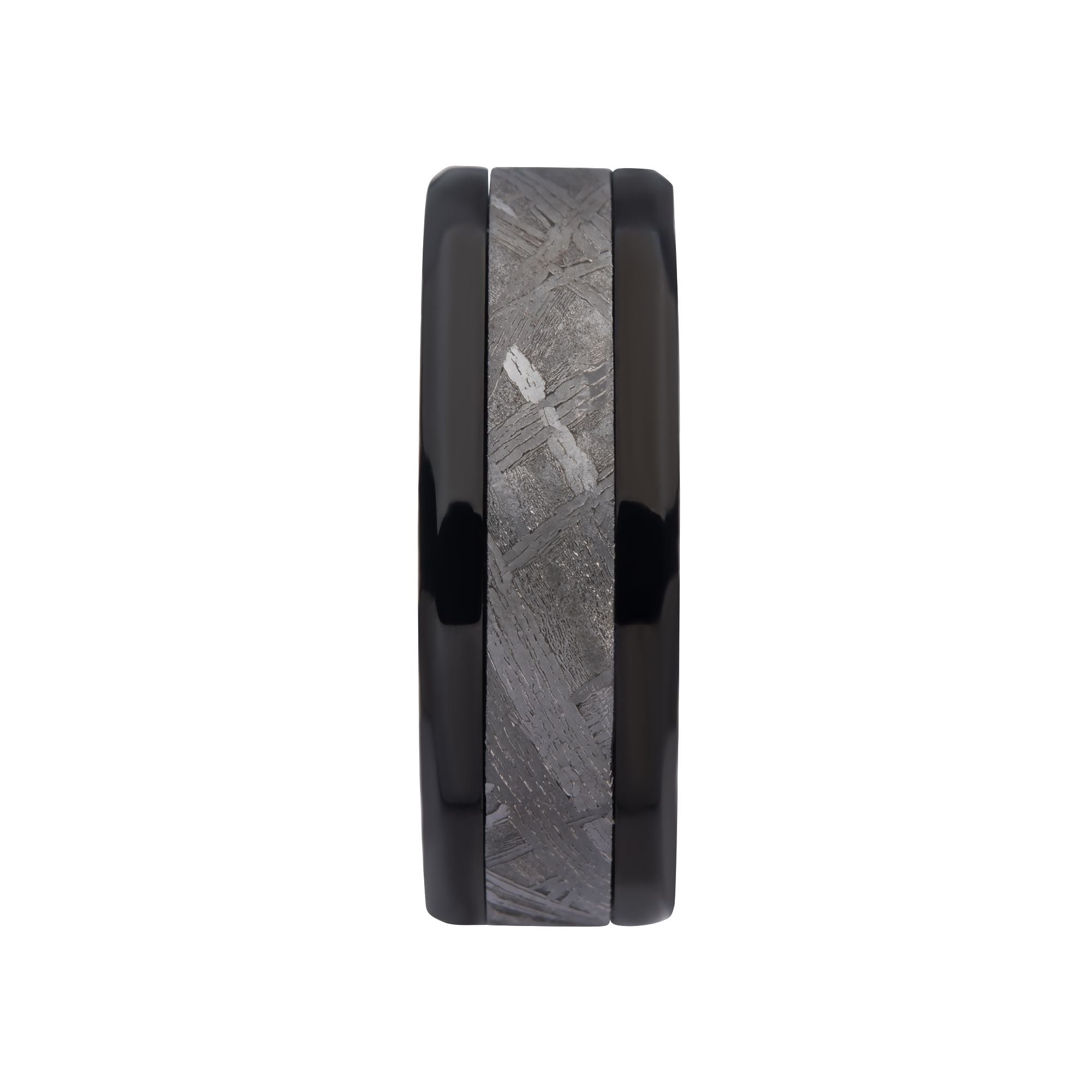 Meteorite Inlay Black Ip Ring (frmt419k)