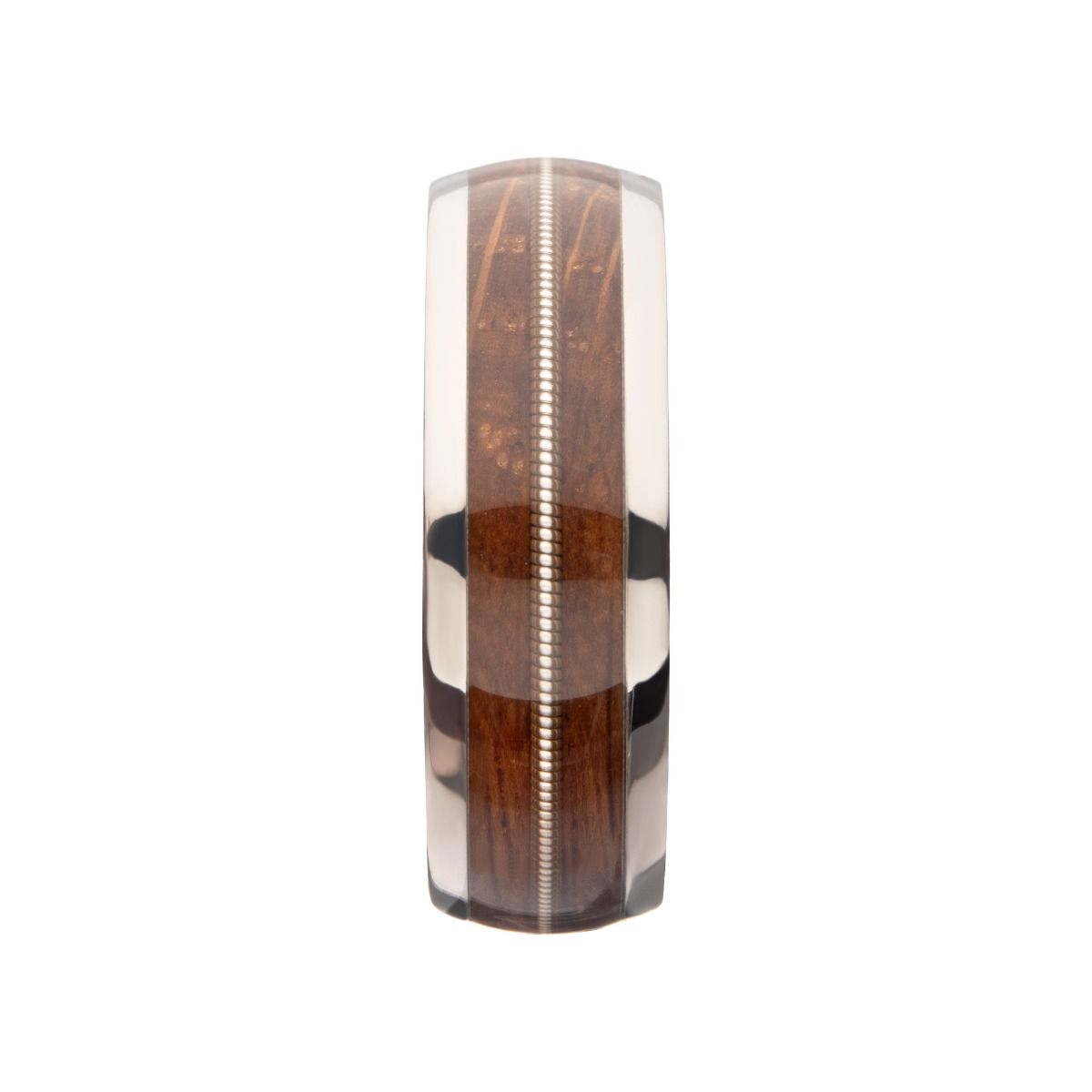 Clear Resins Whiskey Barrel Wood Inlay Titanium Ring (frt1388)