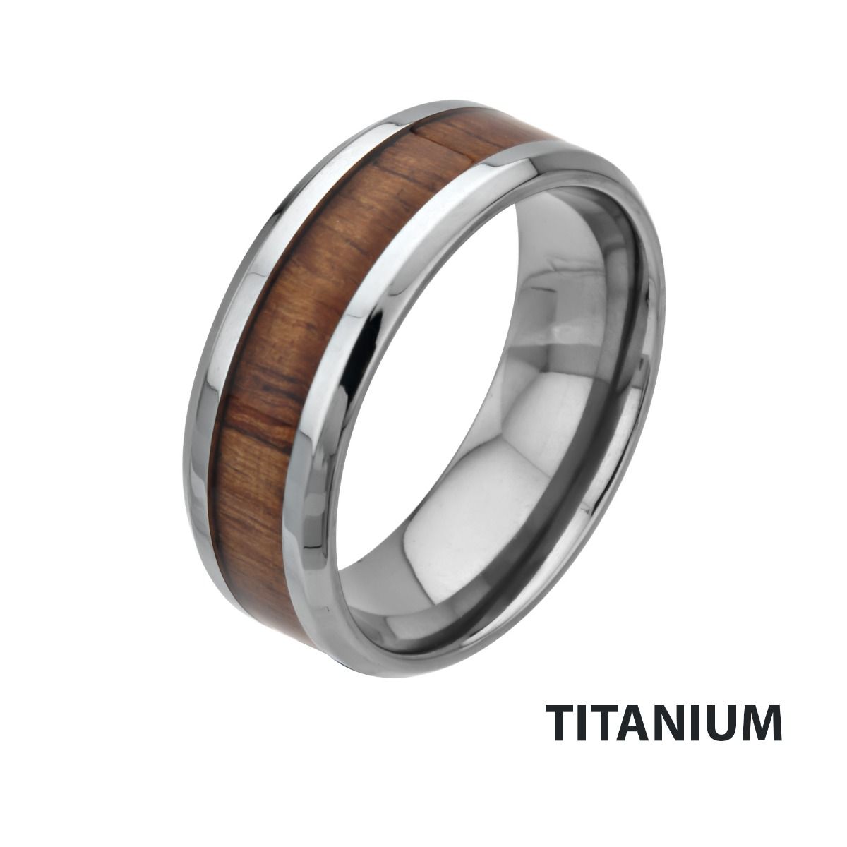 Wood Inlayed Titanium Ring (frtw02)